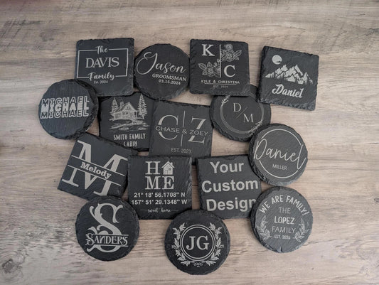 Personalized Engraved Slate Coasters