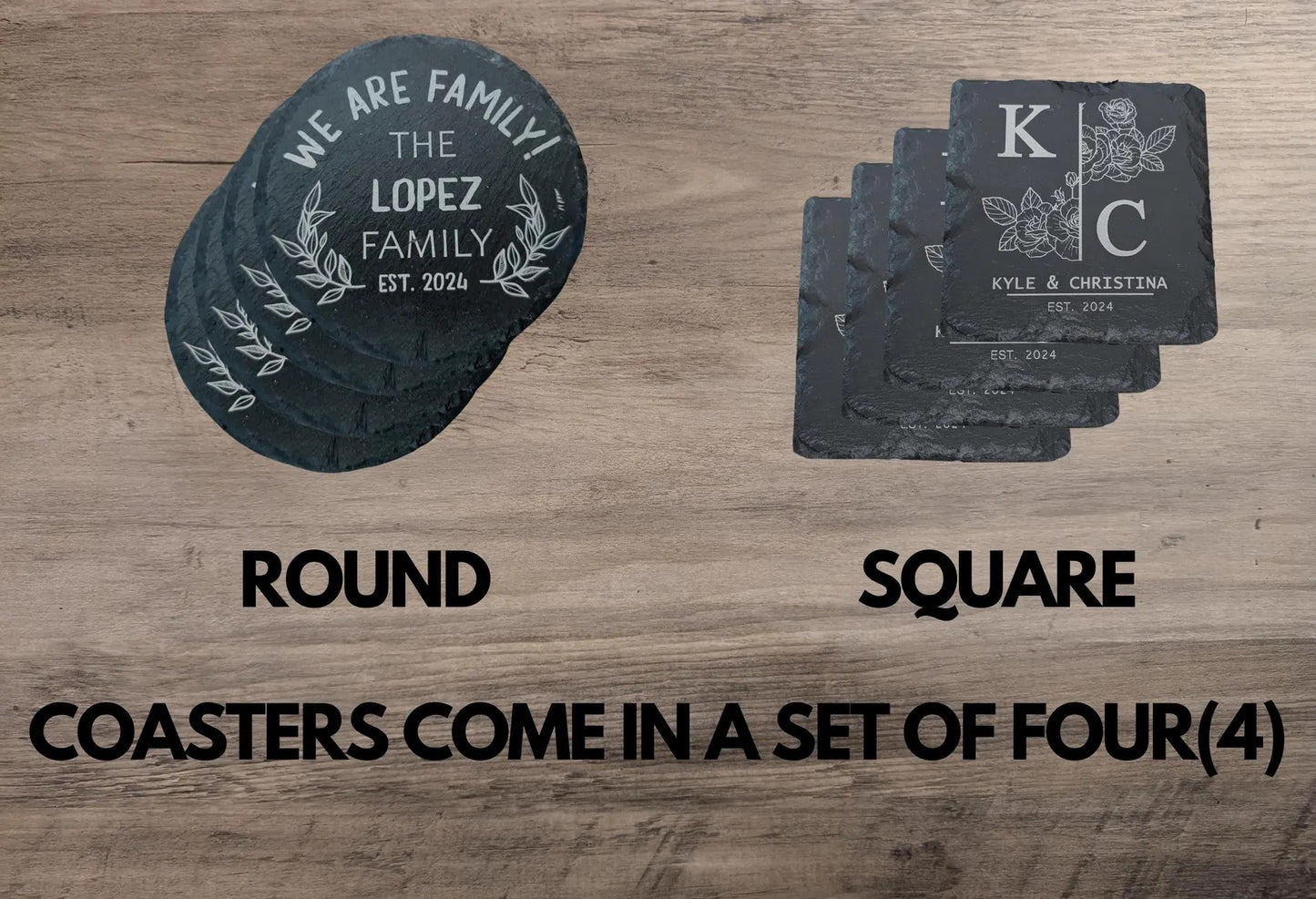 Personalized Engraved Slate Coasters