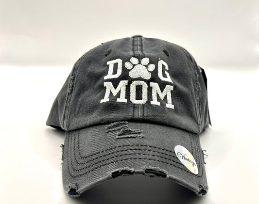 Dog Mom Hat, Distressed Baseball Cap, Baseball Hat for Women, Ponytail Hat, Dog Lover Gift