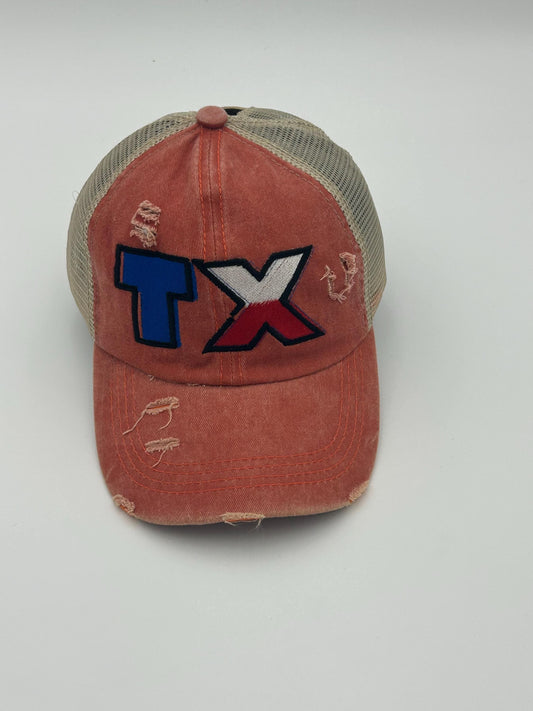 Distressed hat with TX